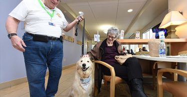 Therapy Dogs are important visitors at the Georgia Cancer Center.