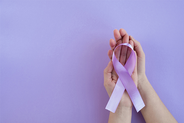 Purple ribbon representing lupus awareness