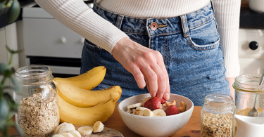 Woman eating foods with potassium