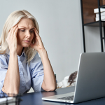 Woman stressed out at work