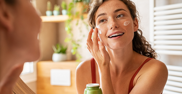 Woman taking care of skin at home
